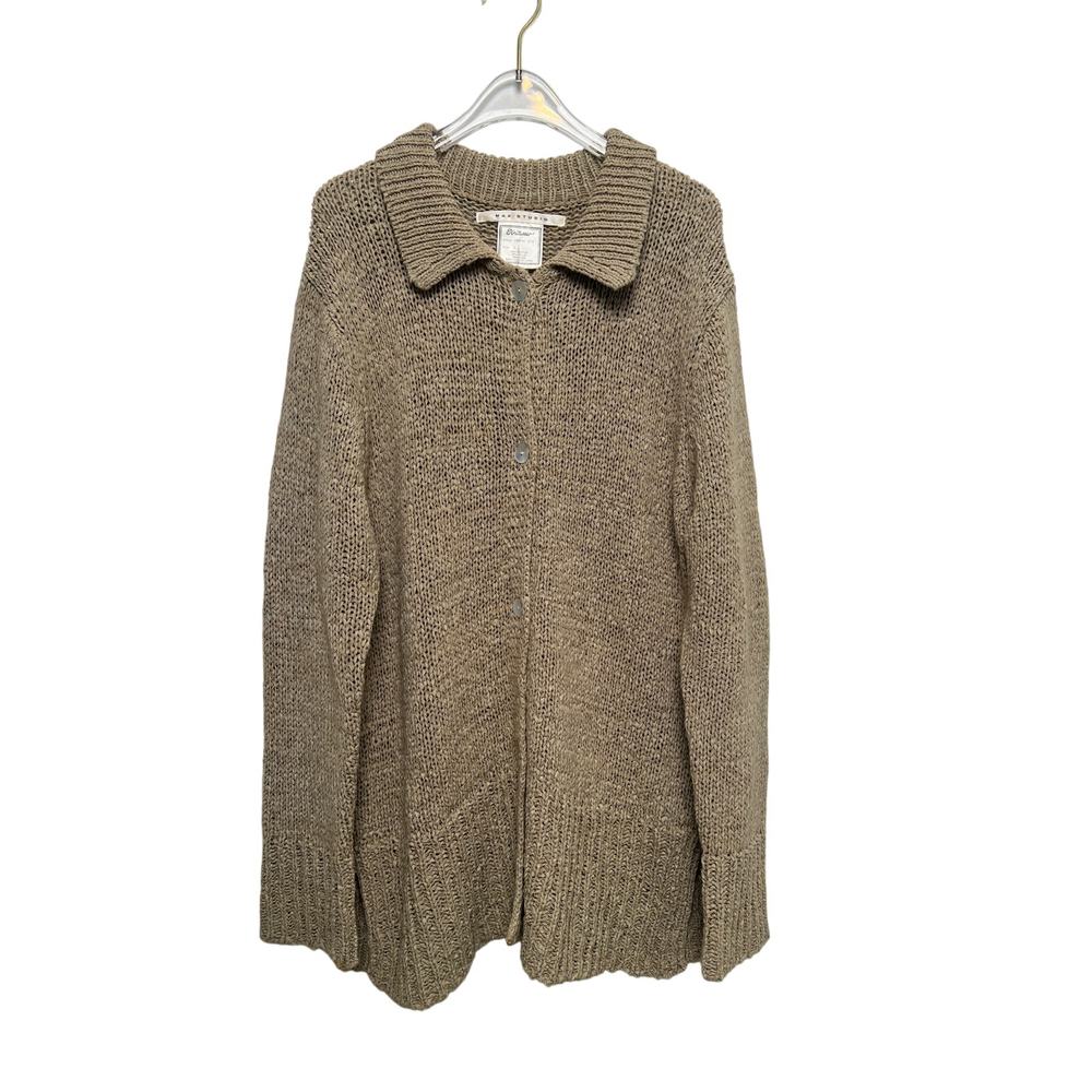 Vintage 90s Max Studio Longline Tan Knitted Cardigan L